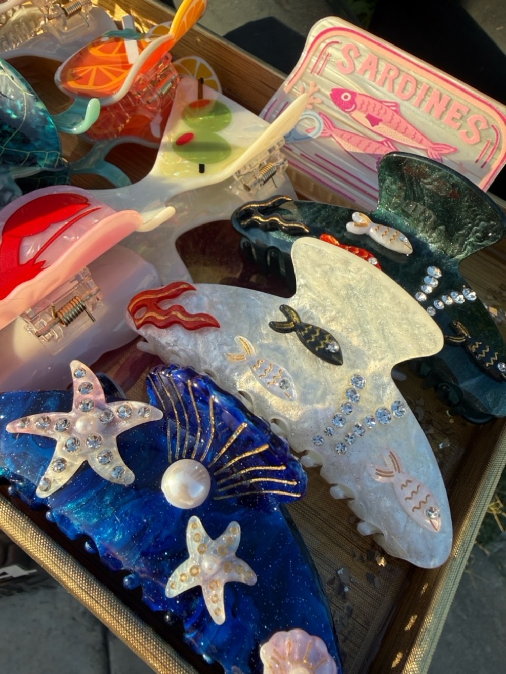 Summer Fun hair clips - sardines Lobster martini